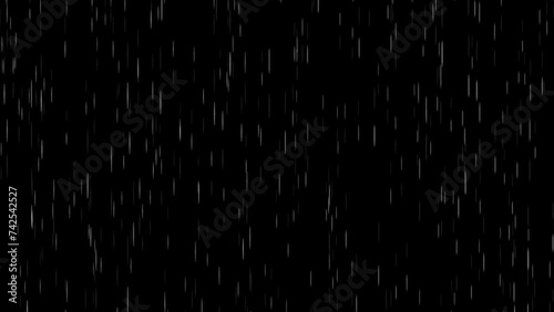 Fast rain flow effect, looped, medium drop density, with an alpha channel. 4K