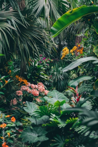 A thriving garden scene with diverse vegetation emphasizing the importance of gardening in maintaining a healthy ecosystem photo