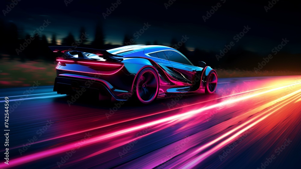 Car Silhouette with Motion Blur Effect - Futuristic Concept

