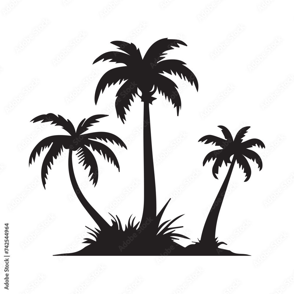 Vector palm tree  black silhouettes design