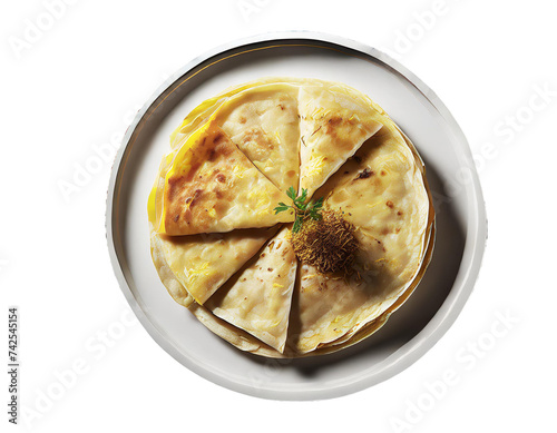 Plate of Paratha Isolated on a Transparent Background top view