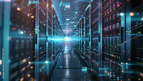 A maze of computer servers and processors work in unison to deliver lightningfast connectivity and data transfer speeds. photo