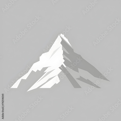 A logo illustration of a mountain peak on grey background.