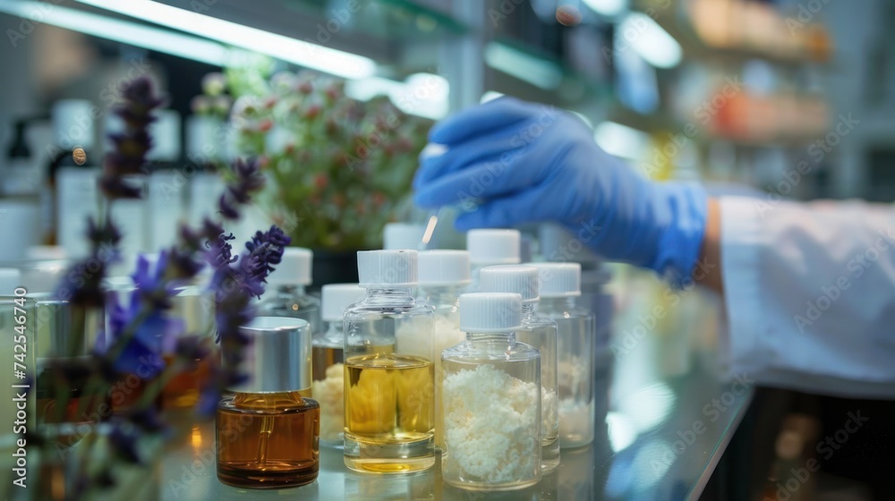 Cosmetic laboratory focused on natural ingredients for chemical research in cosmetics