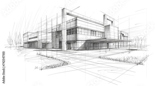 Sketch of the exterior of the building