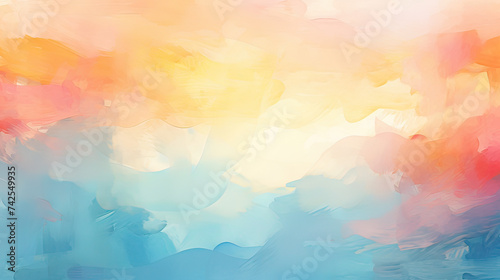An abstract sunset with a blend of warm and cool colors, a watercolor painting background Ai Generative
