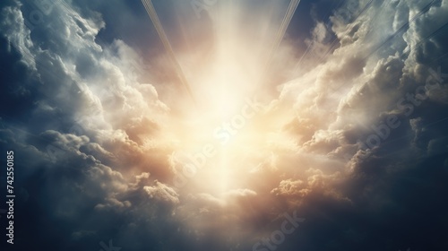 Divine Glory: Worship and Prayer Cinematic Clouds and Light Rays Background for Spiritual, Fantasy