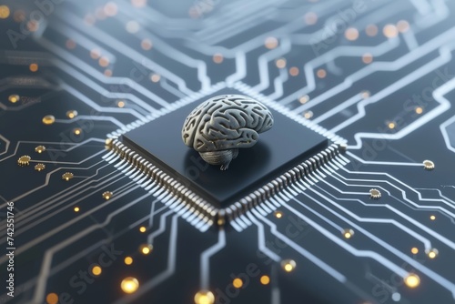 AI Brain Chip stream. Artificial Intelligence semiconductor mind iii nitride semiconductor axon. Semiconductor neural network circuit board semiconductor reliability photo