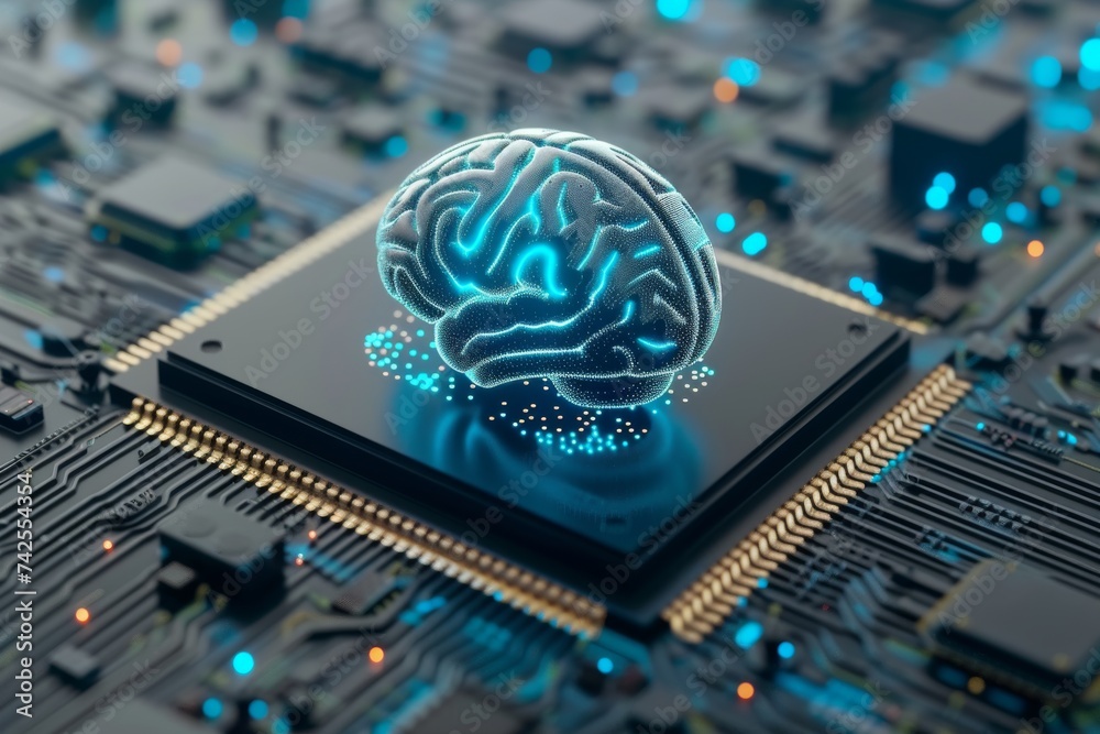 AI Brain Chip signal. Artificial Intelligence drive human association ...