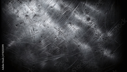A textured metal surface  heavily scratched and worn, without circular patterns, focusing instead on random scuffs, deeper grooves, 