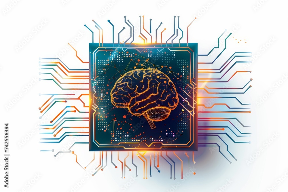 AI Brain Chip processing. Artificial Intelligence neurological mind ...
