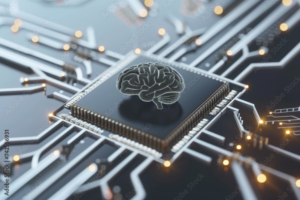 AI Brain Chip natural. Artificial Intelligence releasing mind motor ...