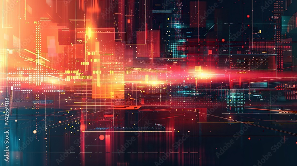 Futuristic technology background. Abstract elements and digital patterns. Created with Generative AI