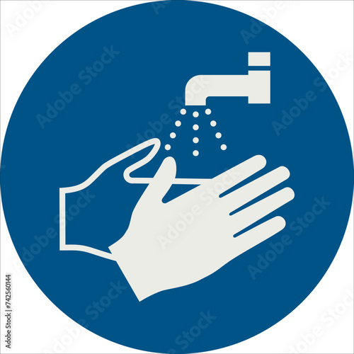OBLIGATION SIGN PICTOGRAM, WASH YOUR HANDS ISO 7010 – M011, SVG