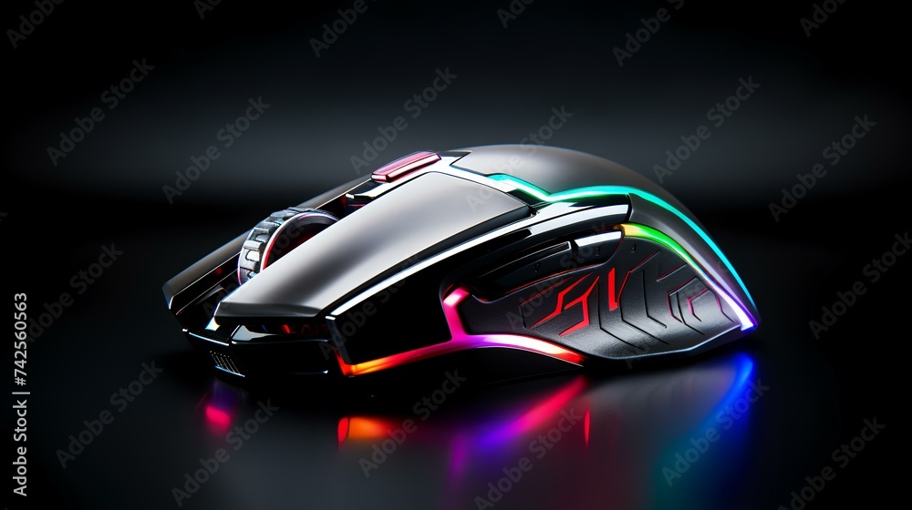 RGB Gaming Mouse on a Black Background

