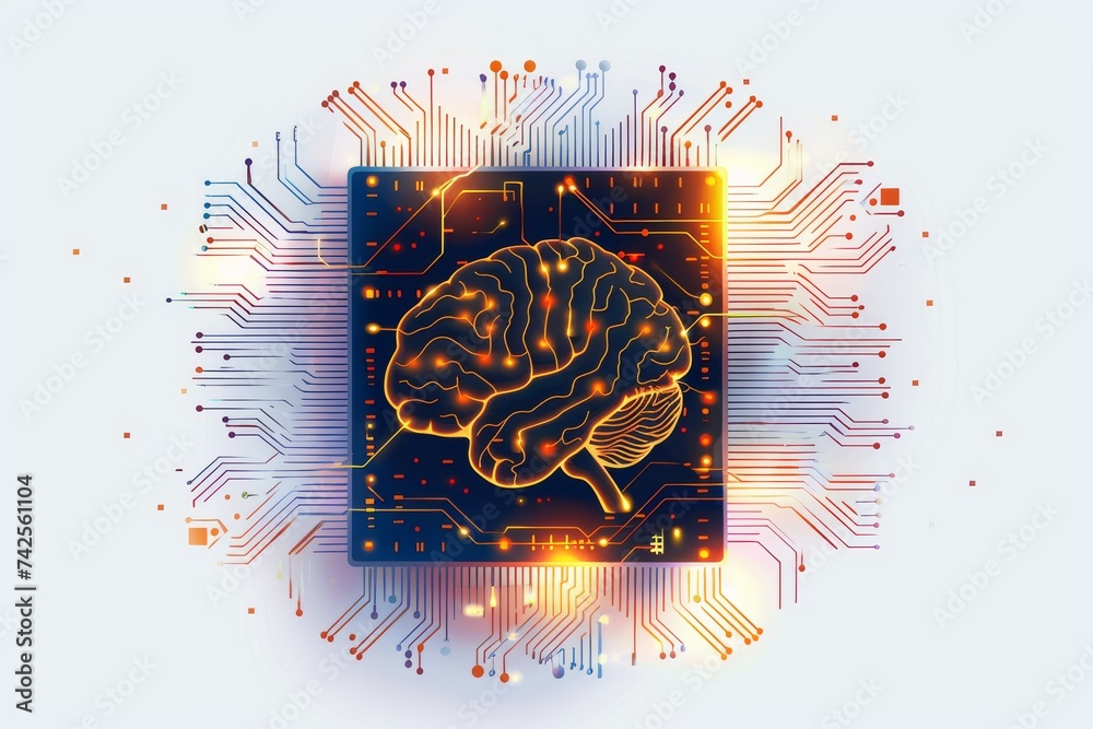 AI Brain Chip large. Artificial Intelligence cloud human nanoscale ...