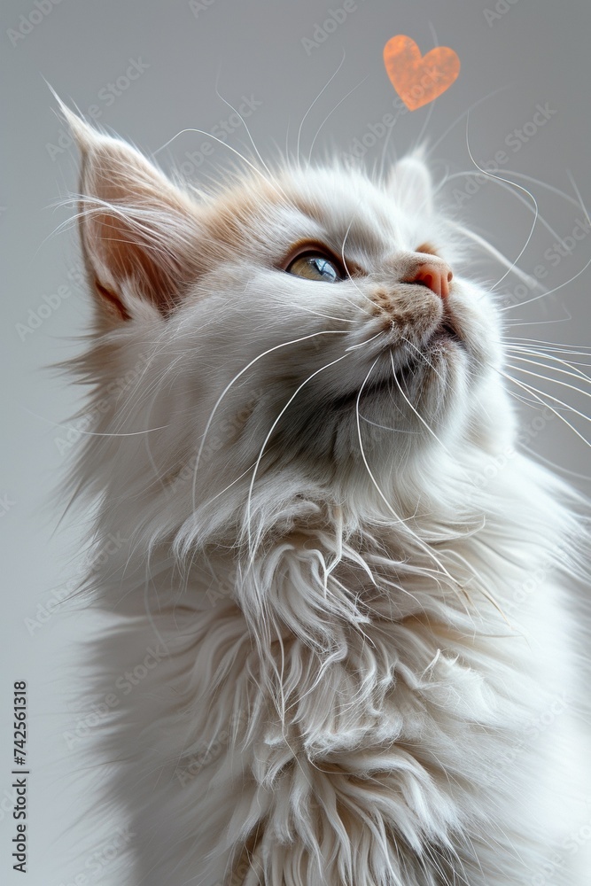 Beautiful white kitten with blue eyes, fluffy fur, and adorable expression, a charming domestic portrait. Beautiful white kitten with blue eyes, fluffy fur, and adorable expression, a charming domestic portrait.