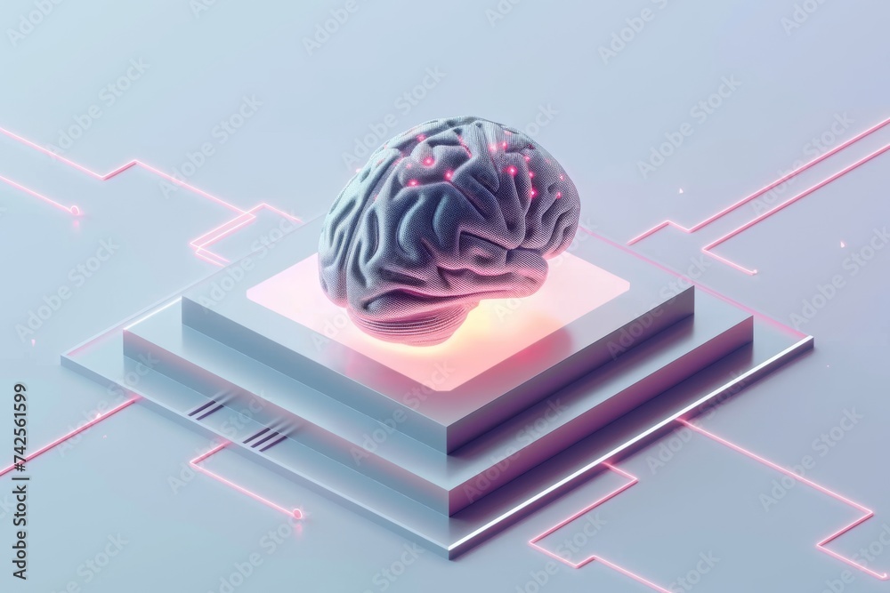 AI Brain Chip diagnostics. Artificial Intelligence trend human brain ...