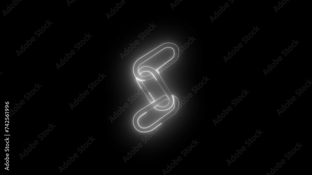 Neon glowing white chain icon animation in black background Neon glowing white chain icon animation in black background