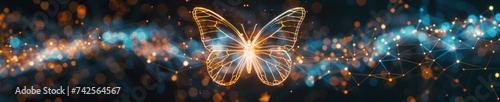 Financial innovation and freedom digital butterfly in a fintech network abstract concept