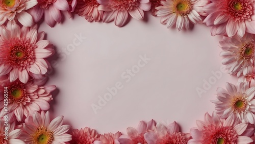 Background of pink flowers with empty space for text or greeting card design
