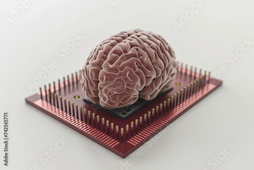 AI Brain Chip semiconductor. Artificial Intelligence focus mind mental awareness axon. Semiconductor learning agility circuit board baddeley model of working memory photo