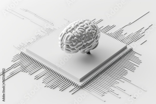 AI Brain Chip brain. Artificial Intelligence digital mind iii v semiconductor axon. Semiconductor axon guidance cues circuit board executive control network photo