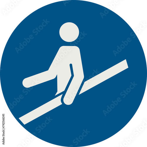OBLIGATION SIGN PICTOGRAM, USE HANDRAIL ISO 7010 – M012, SVG