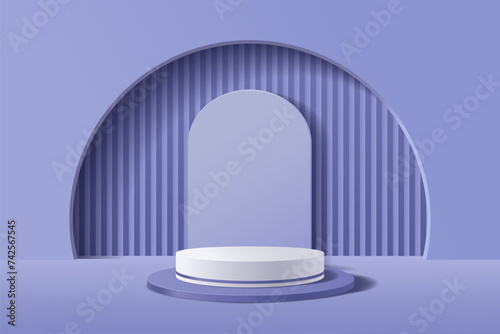 Abstract violet background with cylinder podium for displaying products