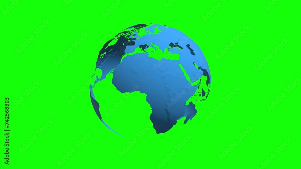 Blue Earth Globe on Green Screen Blue Earth Globe on Green Screen