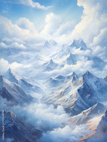 Glacial Mountain Passes Sky Artwork: Overhead Glacier Clouds & Scenic Prints © Michael