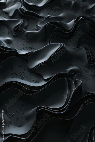 Sleek Black Waves with Abstract Design - Suitable for Modern Artwork and Sophisticated Backgrounds