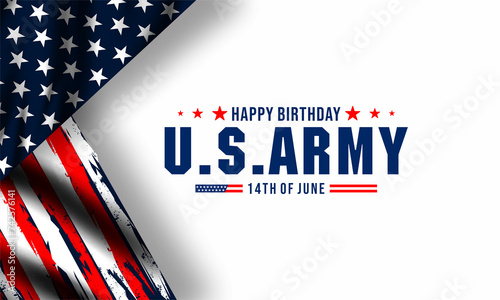 U.S. Army Birthday June 14. design with american flag and patriotic stars. Poster, card, banner, U. S. ARMY BIRTHDAY  background design photo