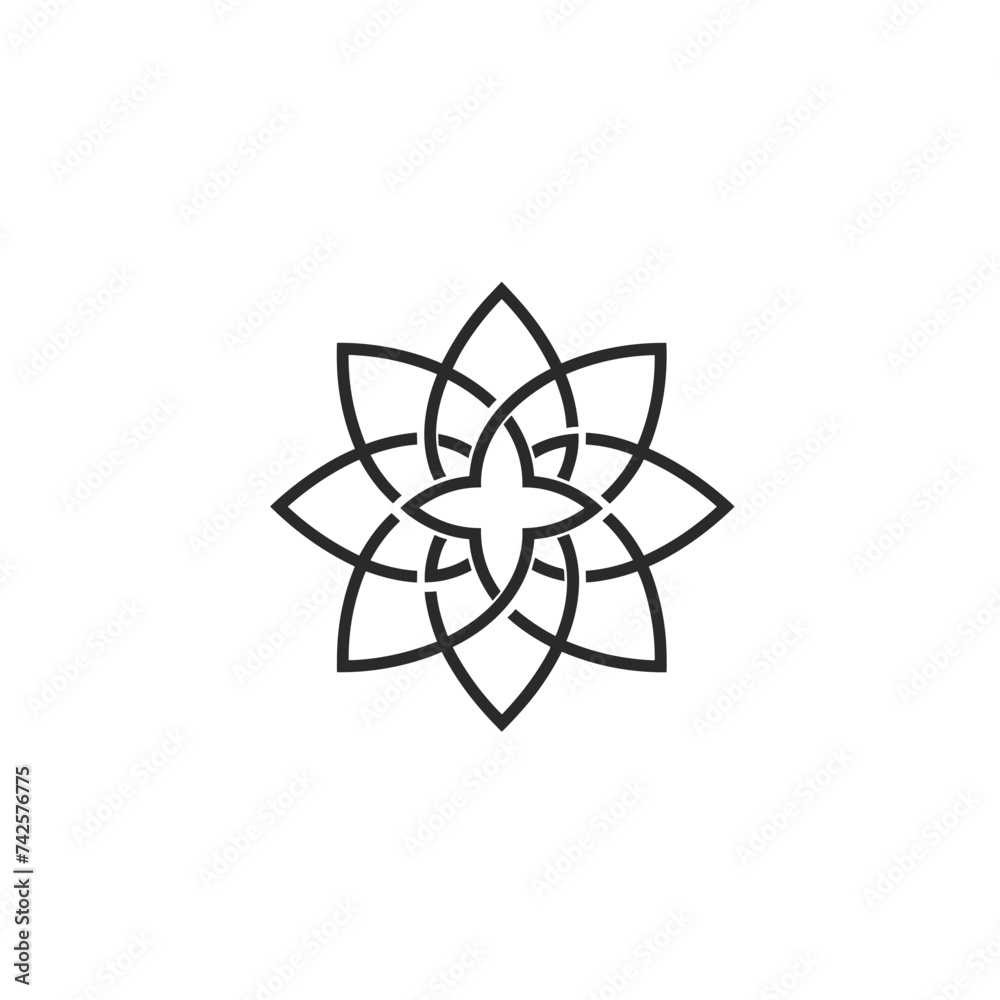 Simple symmetrical logo for small business representing a lotus flower on white background Simple symmetrical logo for small business representing a lotus flower on white background
