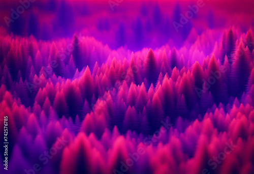Conceptual and abstract landscape with trees. Thermal effect filter. Curious illustration. photo