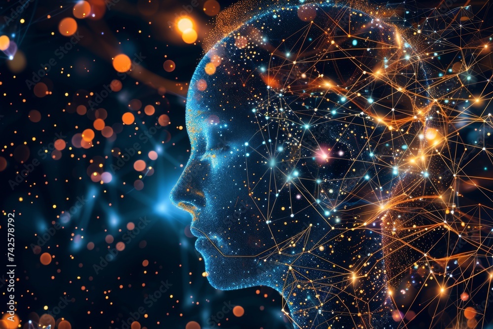 AI Brain Chip connectivity. Artificial Intelligence cognitive mind ...