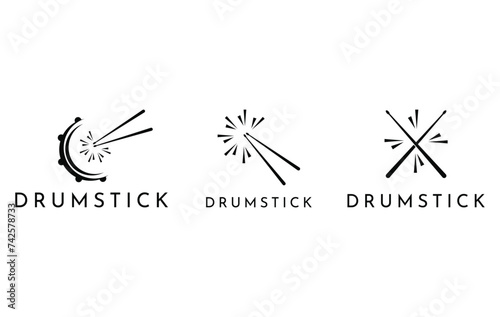 Drum stick logo design concept, drum stick logo design set collection