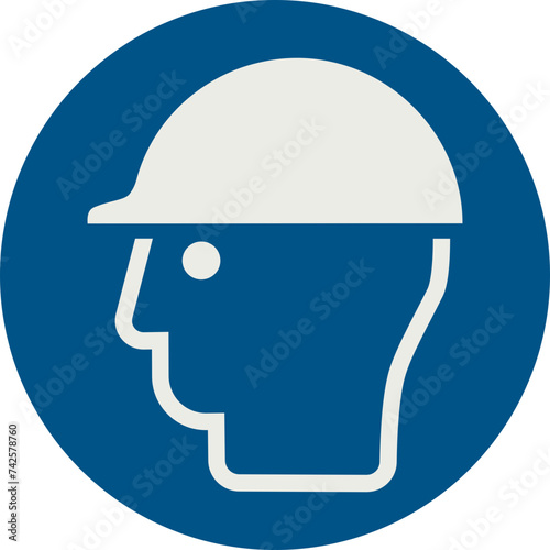 OBLIGATION SIGN PICTOGRAM, WEAR HEAD PROTECTION ISO 7010 – M014, SVG