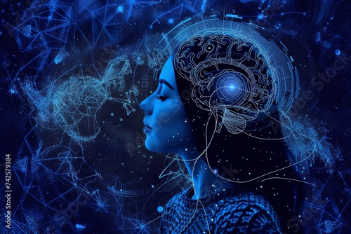 AI Brain Chip brain. Artificial Intelligence productivity mind wafer level packaging axon. Semiconductor digital circuits circuit board informatics certification
