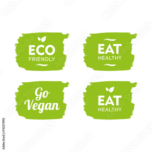set of green labels and tags the different design and green color. Vector objects