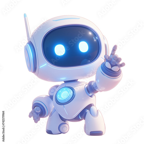 Obraz na płótnie Happy cute robot on transparent background, friendly and cheerful robot. Friendly mini robot. PNG image. Generative AI w salonie