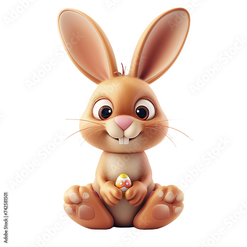 Easter bunny illustration isolated on white transparent background, 3d icon, png 