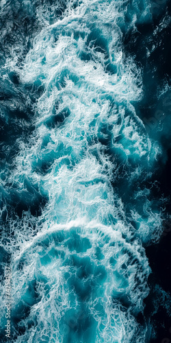 Ocean's Elegance: Aerial View of Turquoise Waves and White Foam created with Generative AI technology © Fernando Cortés
