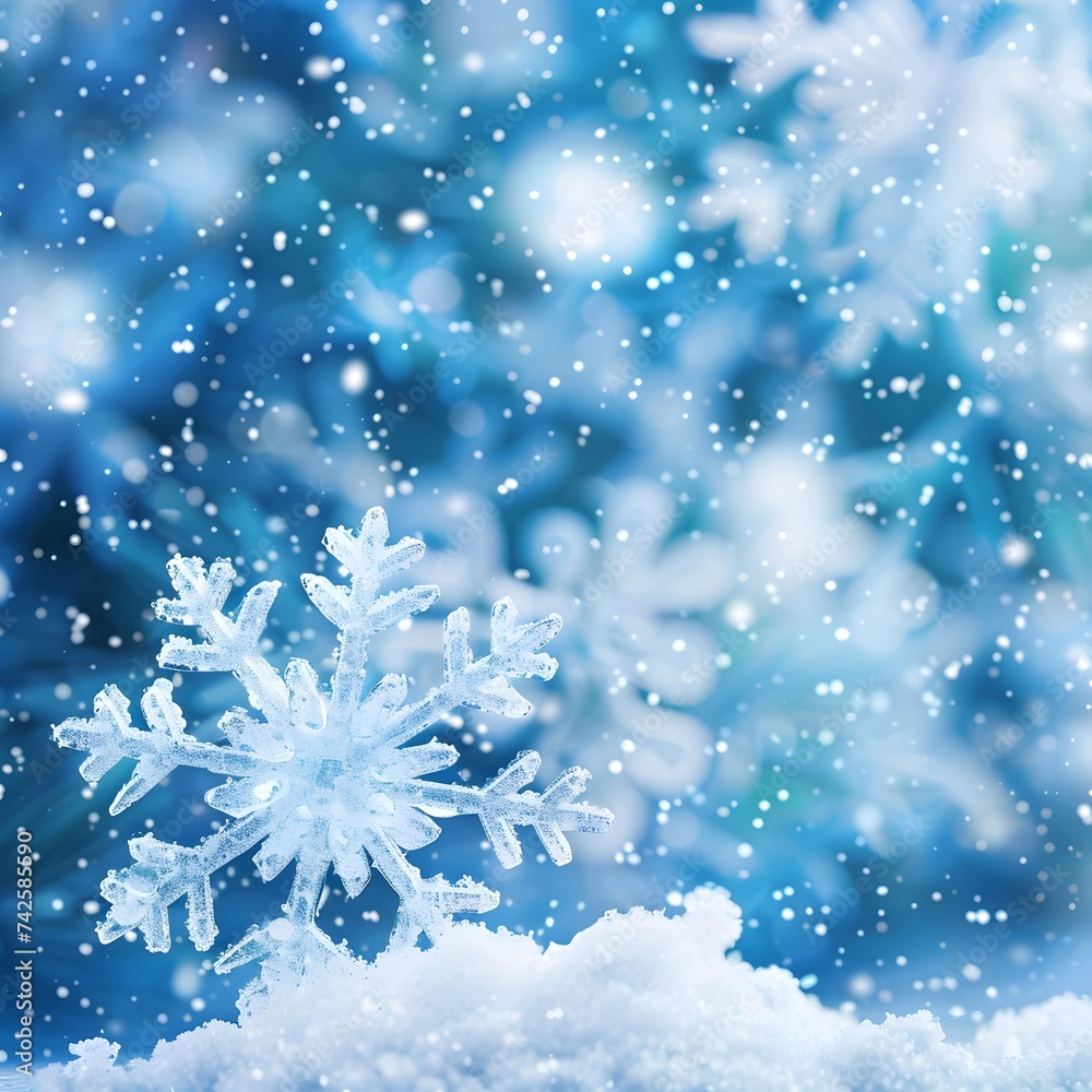 Snow in winter close-up. Macro Image of snowflakes, winter Christmas holiday background Snow in winter close-up. Macro Image of snowflakes, winter Christmas holiday background