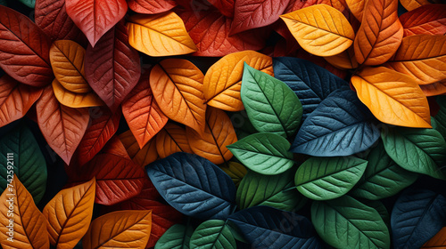 Autumn fall leaves texture background 3d render
