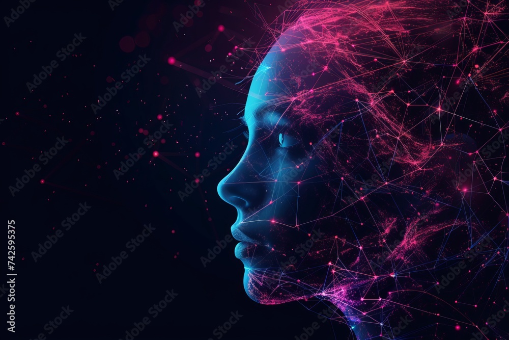 AI Brain Chip interference. Artificial Intelligence embedded human mobile technology mind circuit board. Neuronal network foresight smart computer processor quantum register AI Brain Chip interference. Artificial Intelligence embedded human mobile technology mind circuit board. Neuronal network foresight smart computer processor quantum register