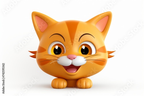 Cute cat icon on white background photo