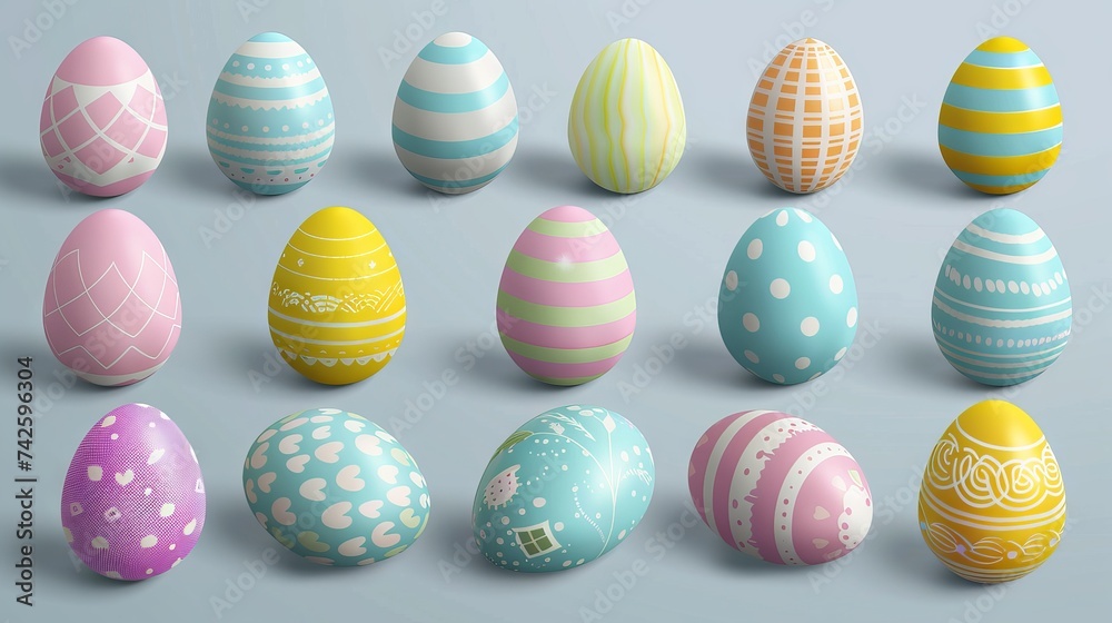 Colorful Easter eggs in a row on a wooden table over the white background Colorful Easter eggs in a row on a wooden table over the white background