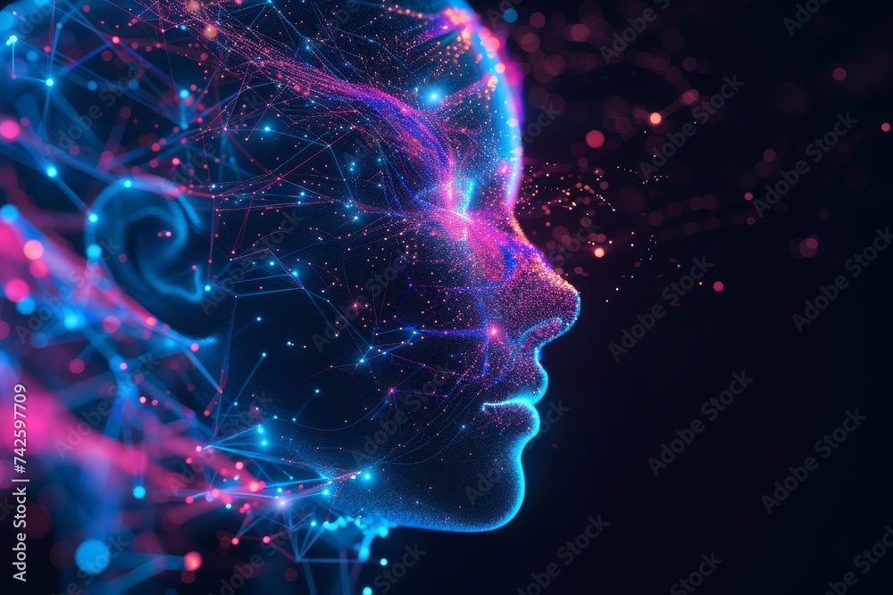 AI Brain Chip preserving. Artificial Intelligence metal human mental capacity mind circuit board. Neuronal network g protein coupled receptors smart computer processor seal