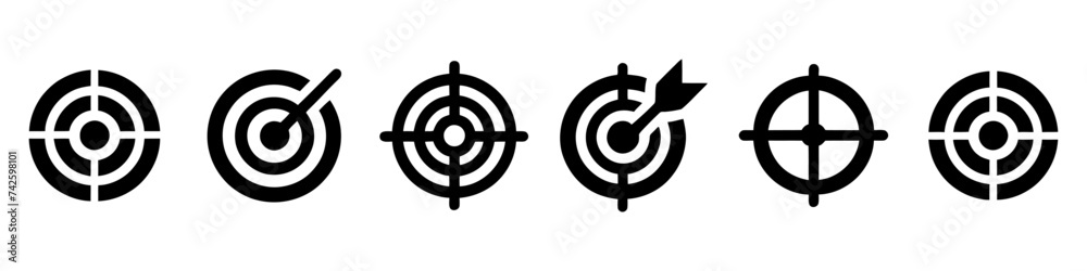 Target icons on white background. Vector illustration. Target icons on white background. Vector illustration.